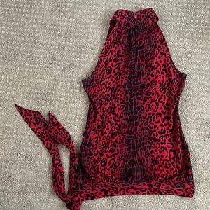 Michael Kors XS red animal print top